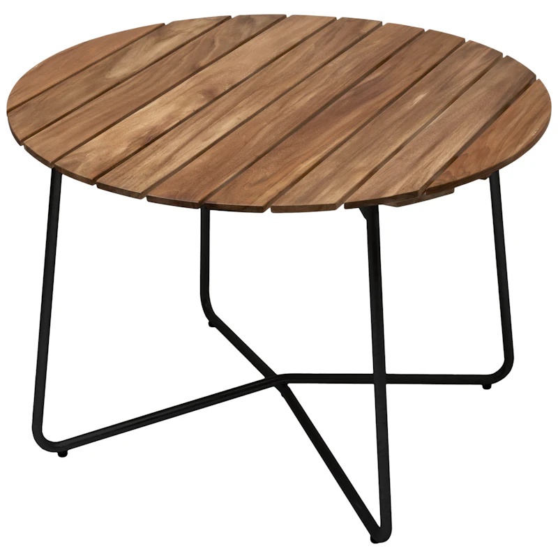 9A Table Ø100 cm, Untreated Teak / Black