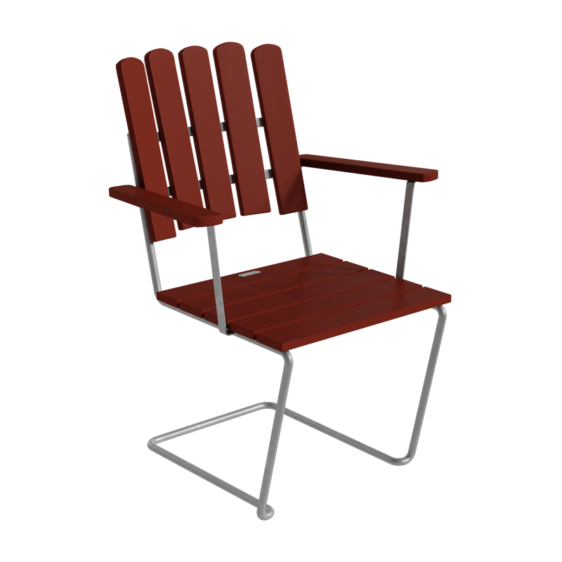 Armchair A2, Dark Red / Hot Galvanized Steel