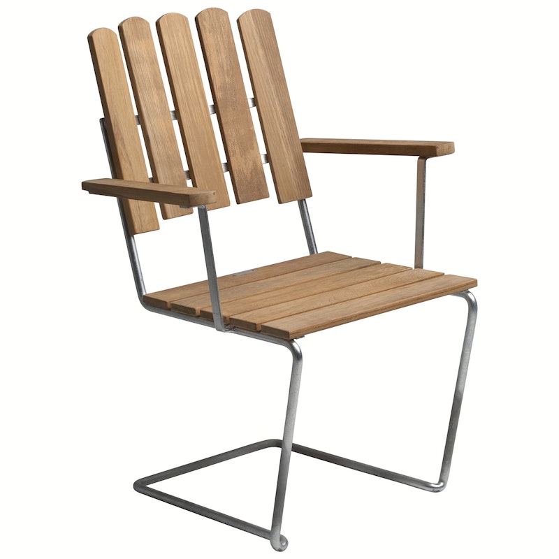 Armchair A2, Untreated Teak / Hot Galvanized Steel