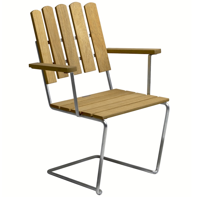 Armchair A2, Oiled Oak / Hot Galvanized Steel