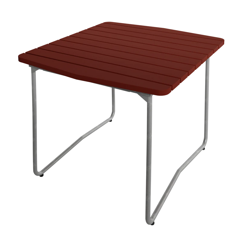 B31 Table 84x92 cm, Dark Red / Galvanised Steel