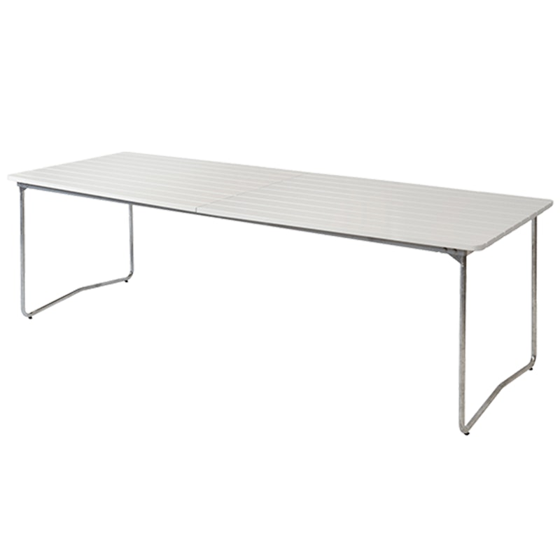 B31 Table 92x230 cm, White Lacquered Oak / Hot Galvanized Steel