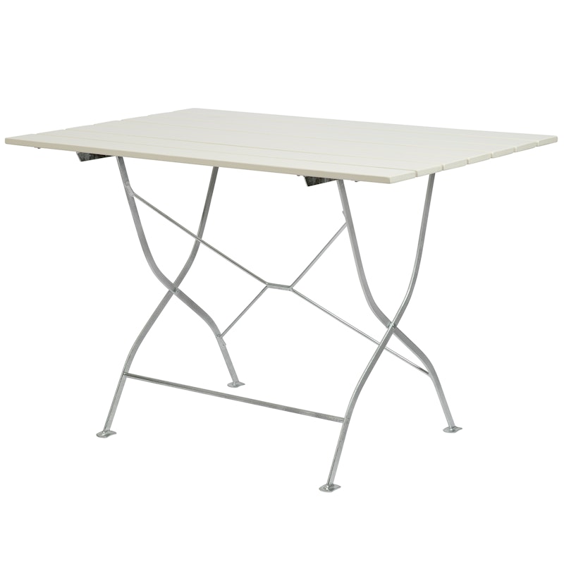 Brewery Table 70x110 cm, White Lacquered Oak / Hot Galvanized Steel