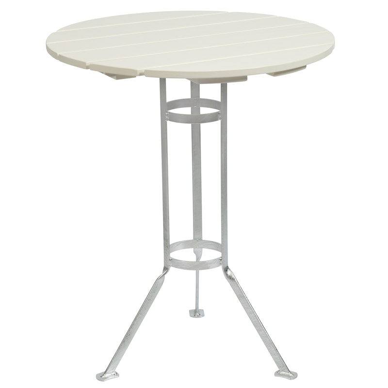 Brewery Table Ø60 cm, White Lacquered Oak / Hot Galvanized Steel