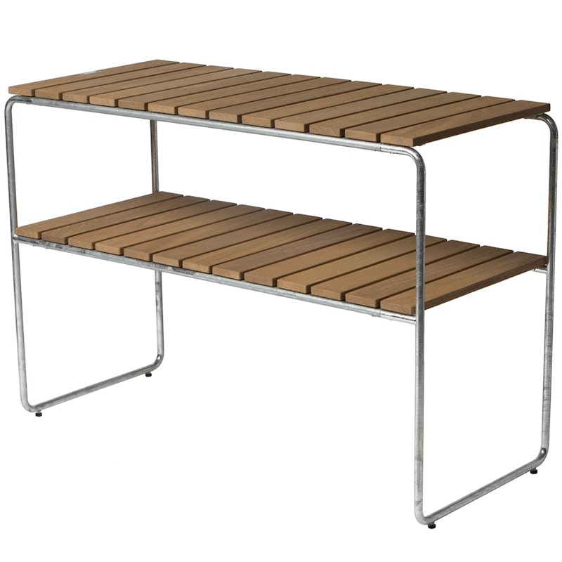 L105 Console Table, Oiled Oak / Hot Galvanized Steel