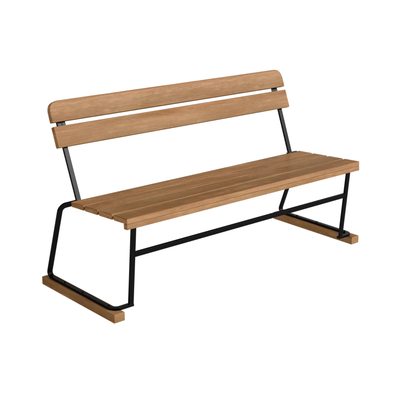 Sofa 3 140 cm, Teak / Black Steel