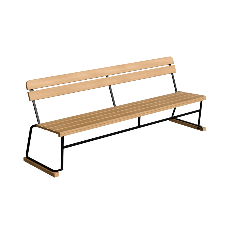 Sofa 5 204 cm, Oiled Oak / Black Steel