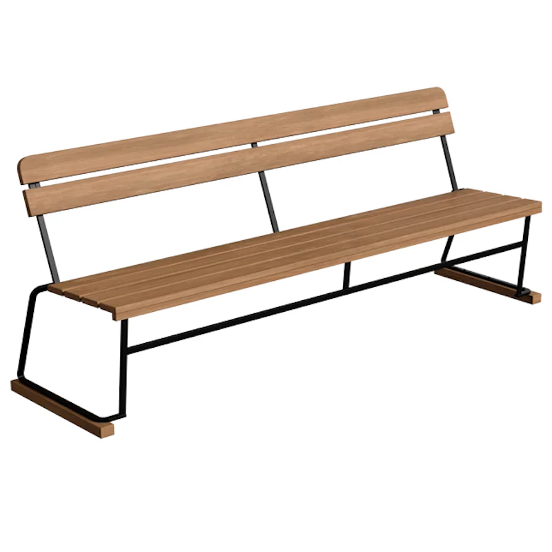 Sofa 5 204 cm, Teak / Black Steel