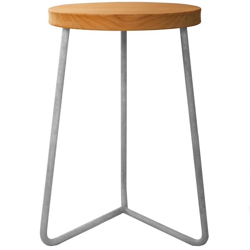 Stool V1 45 cm, Untreated Teak / Hot Galvanized Steel