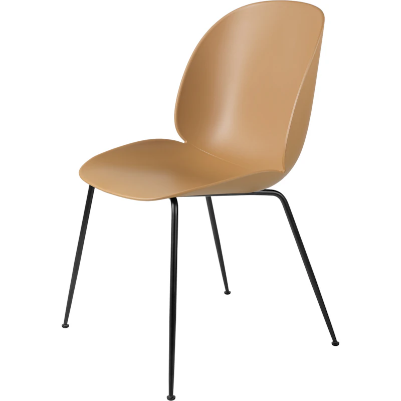 Beetle Chair Un-upholstered Conic Base Matt Black/ Amber Brown