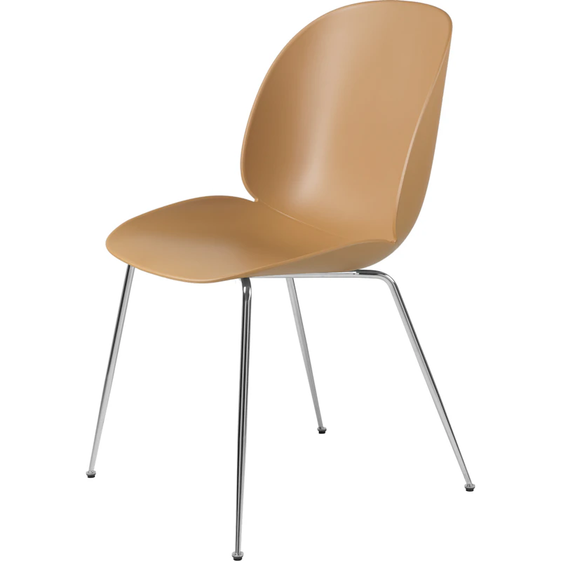 Beetle Chair Un-upholstered Conic Base Chrome, Amber Brown