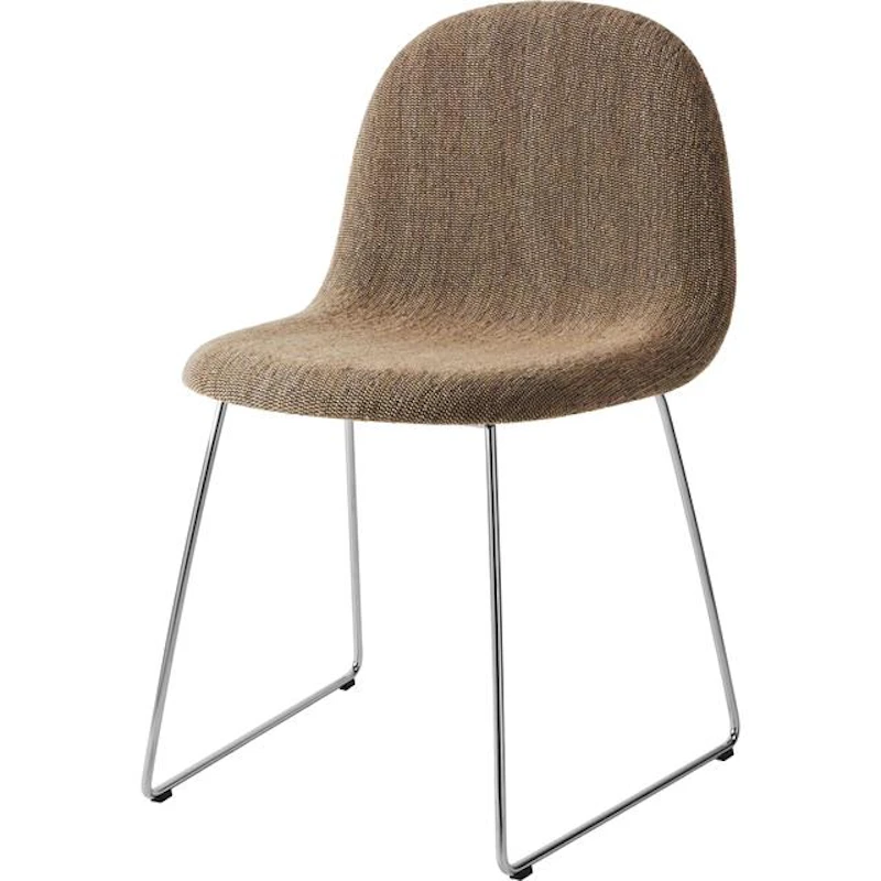 GUBI 3D Dining Chair, Stainless Steel / Bouclé 005