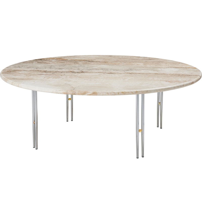 IOI Coffee Table Ø100 cm, Travertine / Chrome