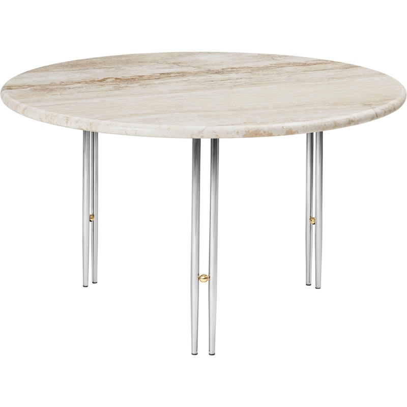 IOI Coffee Table Ø70 cm, Travertine / Chrome