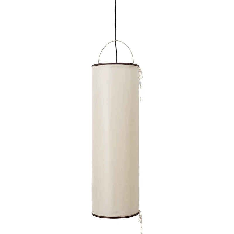 Silk Lantern Pendant, Natural White Silk / Black