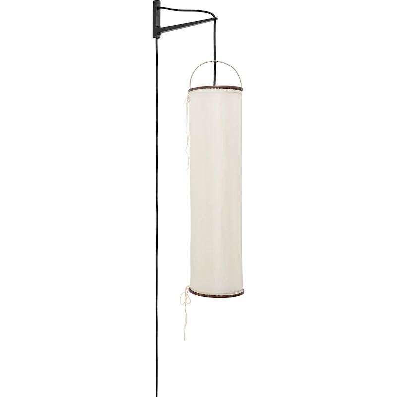 Silk Lantern Wall Lamp, Natural White Silk / Black