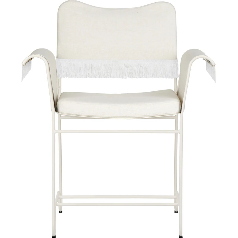 Tropique Dining Chair With Fringes, Classic White Semi Matt / Leslie 06