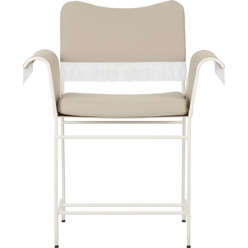 Tropique Dining Chair With Fringes, Classic White Semi Matt / Leslie 12