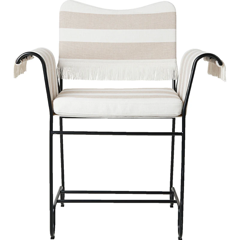 Tropique Dining Chair With Fringes, Classic Black / Leslie Stripe 40