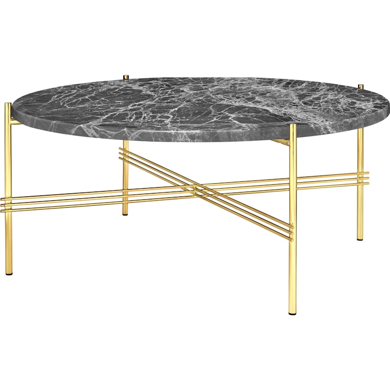 TS Coffee Table 80 cm, Brass / Grey Emperador marble