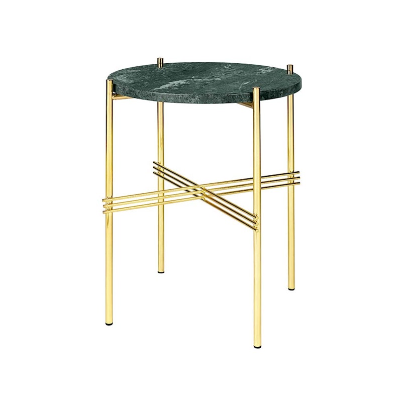 TS Side Table 40 cm, Brass / Green Guatemala marble