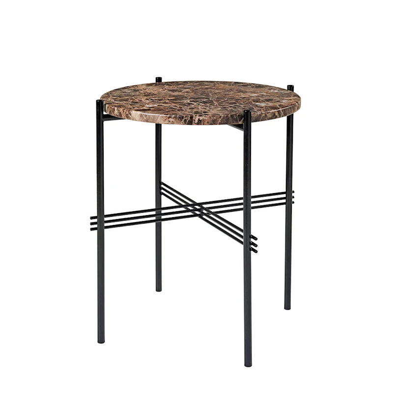 TS Side Table 40 cm, Black / Brown Emperador marble