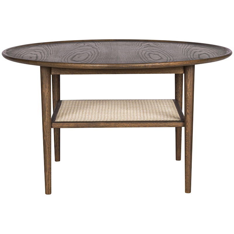 Athene Coffee Table 90 cm, Dark oiled Oak / Rattan