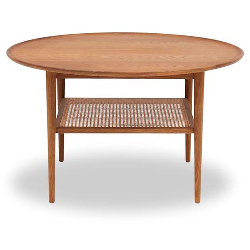 Athene Coffee Table 90 cm, Oiled Oak / Rattan