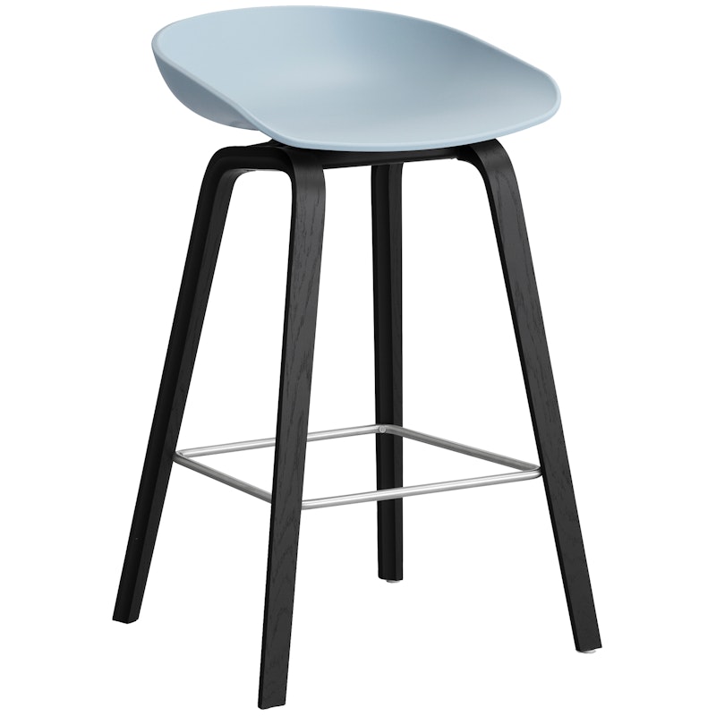 AAS 32 2.0 Bar Stool 65 cm, Black Lacquered Oak / Slate Blue