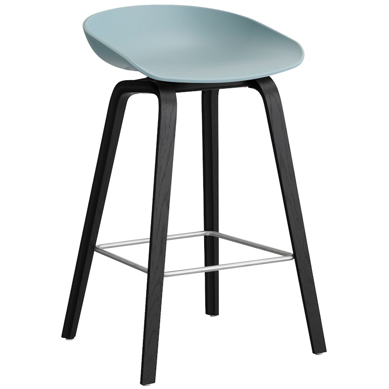 AAS 32 2.0 Bar Stool 65 cm, Black Lacquered Oak / Dusty Blue