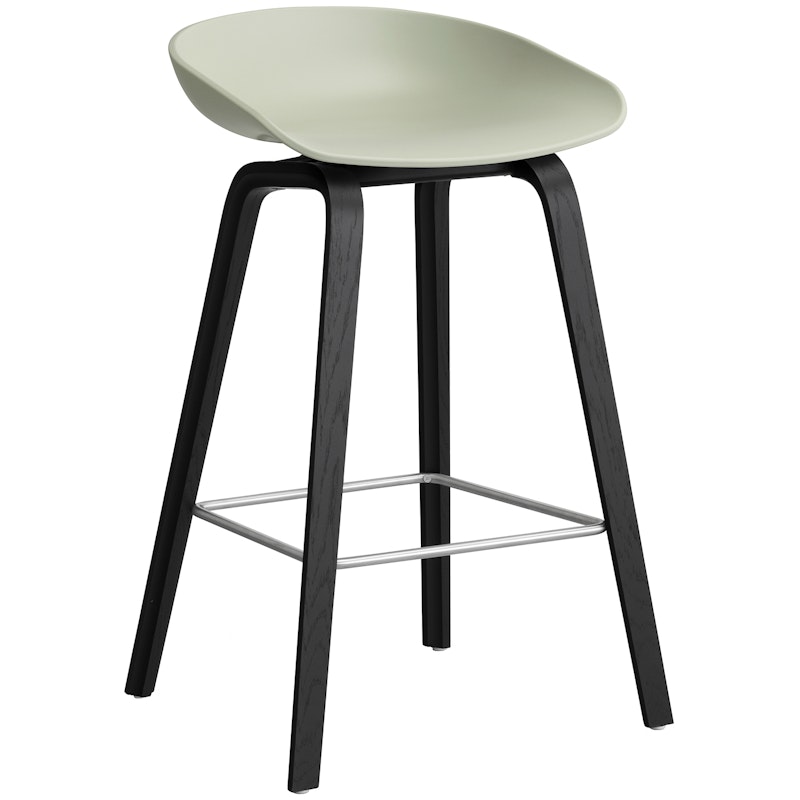 AAS 32 2.0 Bar Stool 65 cm, Black Lacquered Oak / Pastel Green