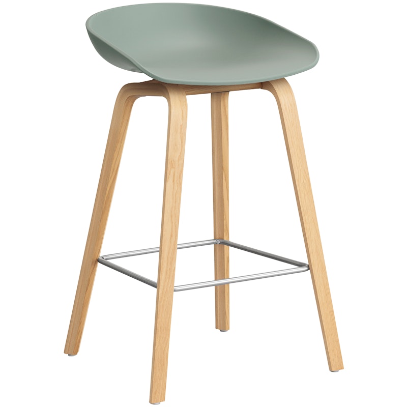 AAS 32 2.0 Bar Stool 65 cm, Lacquered Oak / Fall Green