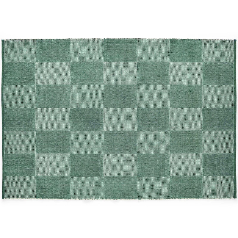 Check Wool Rug 140x200 cm, Green