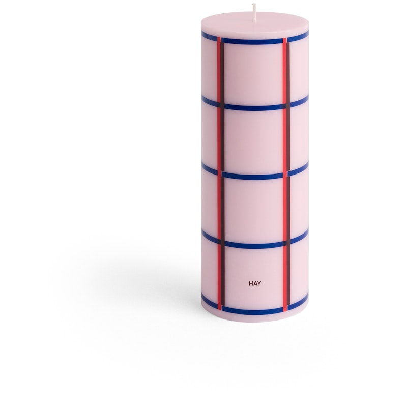 Column Pillar Candle Medium, Red / Dark Blue / Light Pink