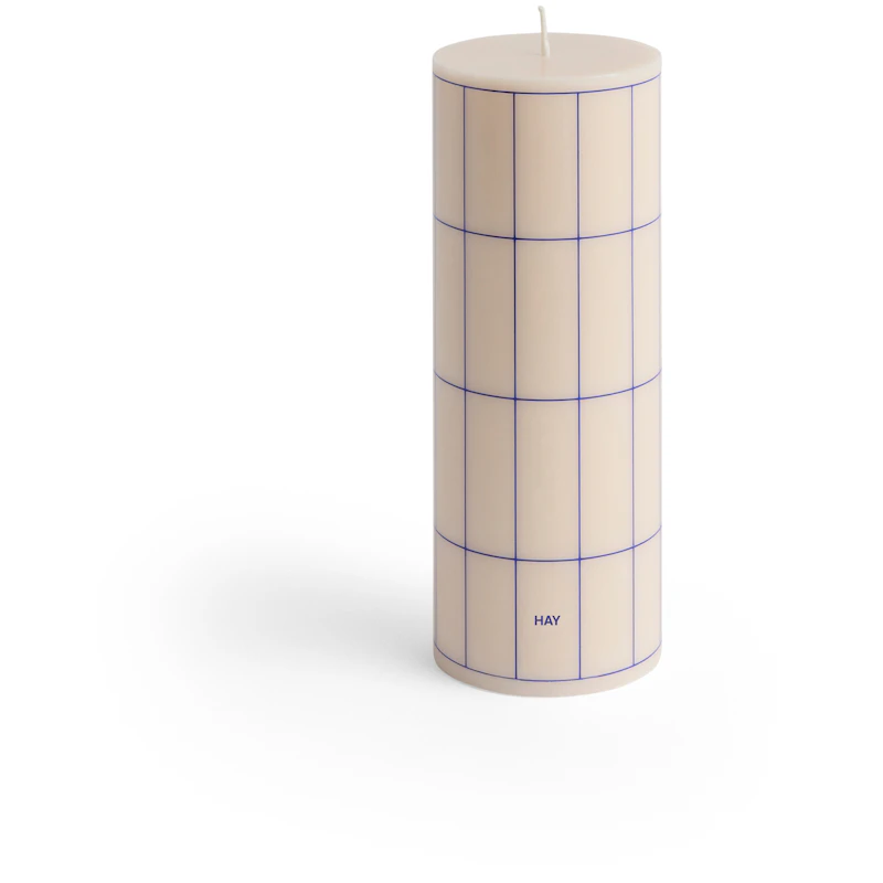 Column Pillar Candle Medium, Blue / Off-white