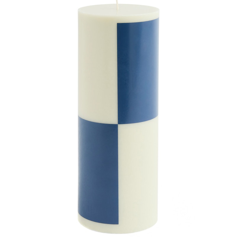 Column Pillar Candle L, Dark Blue / Milky Green