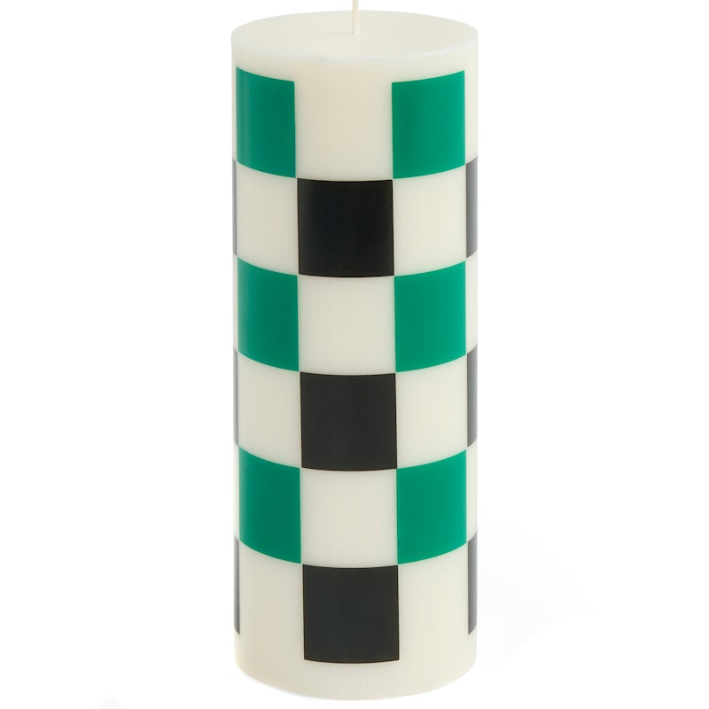 Column Pillar Candle M, Black / Green / Off-white