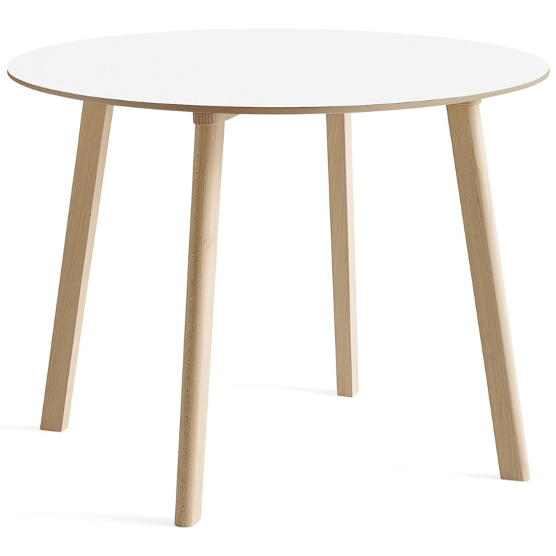 CPH Deux 220 2.0 Table Ø100 cm, Pearl White / Untreated Beech