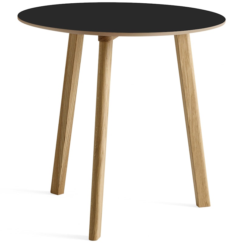 CPH Deux 220 2.0 Table Ø75 cm, Black / Water-based Lacquered Oak