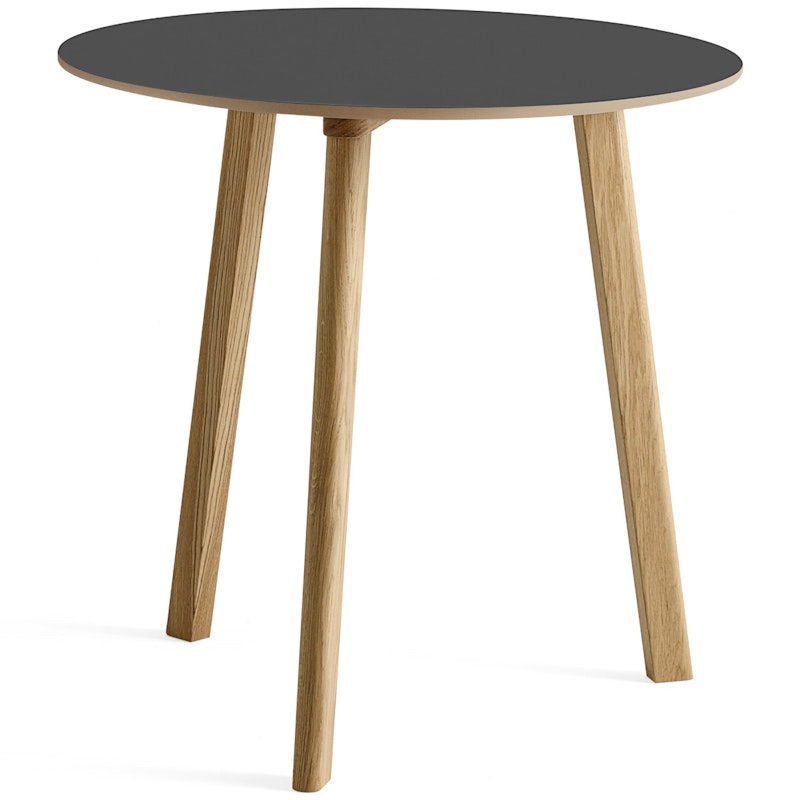 CPH Deux 220 2.0 Table Ø75 cm, Stone Grey / Water-based Lacquered Oak