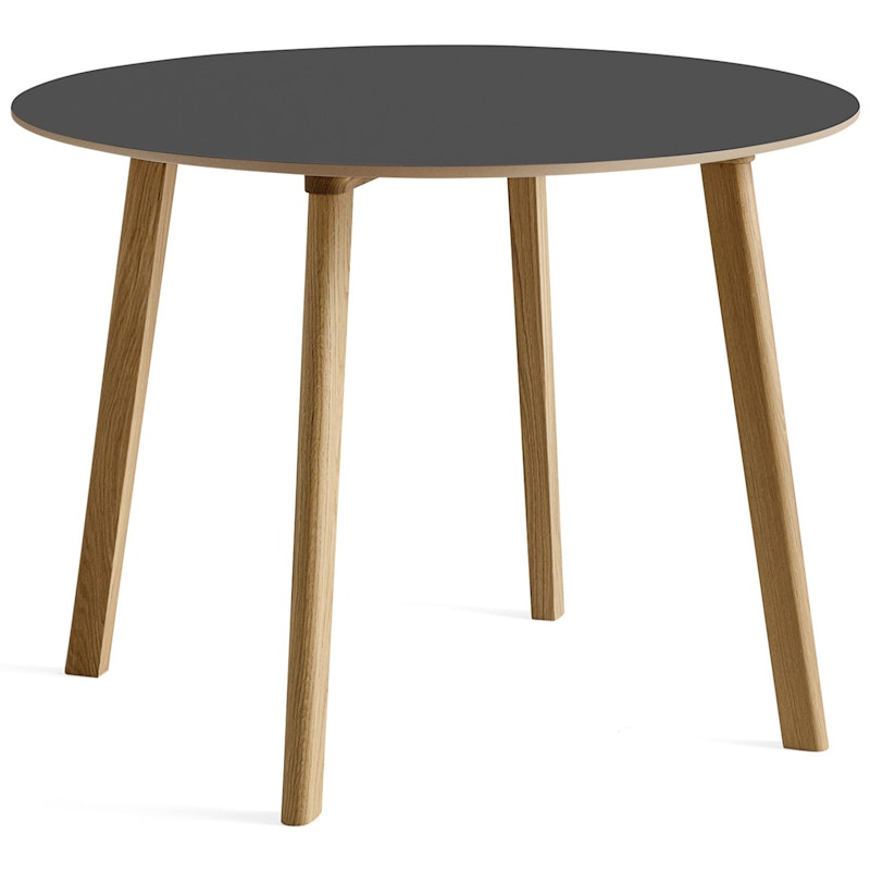 CPH Deux 220 2.0 Table Ø100 cm, Stone Grey / Water-based Lacquered Oak