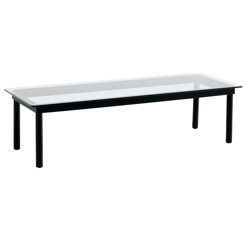 Kofi Coffee Table 140x50 cm, Black Water-based Lacquered Oak / Clear-glass