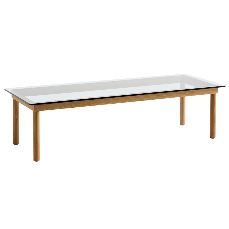 Kofi Coffee Table 140x50 cm, Water-based Lacquered Oak / Clear-glass