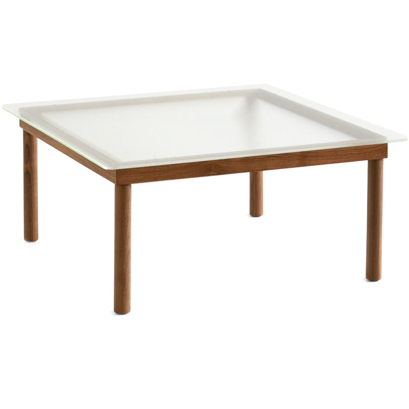 Kofi Coffee Table Walnut / Rippled Glass, 80x80 cm