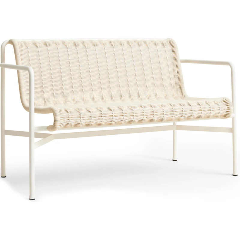 Palissade Cord Dining Bench With Armrests, Cream White