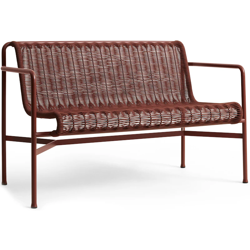 Palissade Cord Dining Bench With Armrests, Iron Red