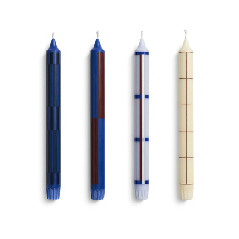 Pattern Candle 4-pack, Blue / Silver