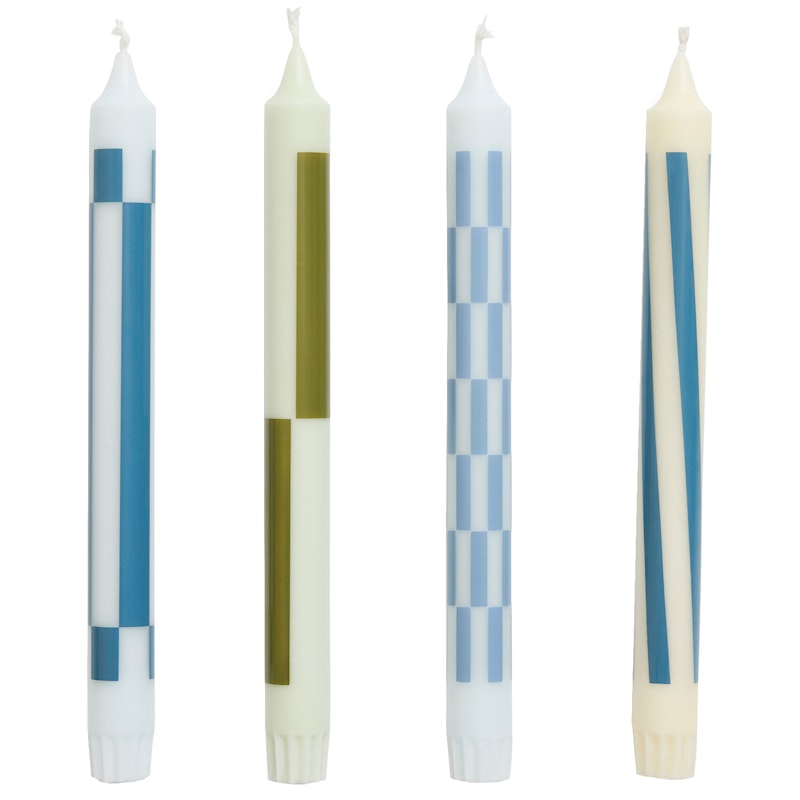 Pattern Candles 4-pack, Blue / Green