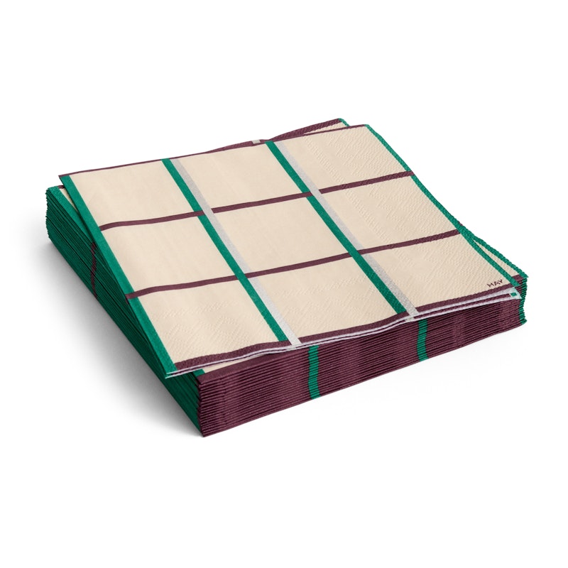 Pattern Napkins 33x33 cm, Green / Off-white / Silver
