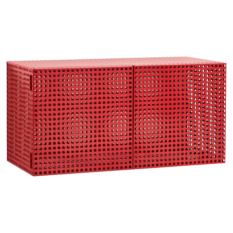 Perforated Wall Cabinet, Wine Red